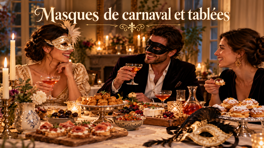 Masques de carnaval et tablées.