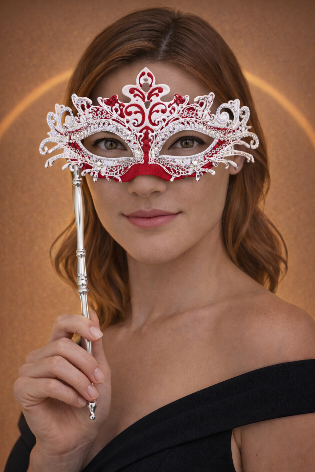 Venezianische Maske | Instinkt<br> Rot Weiß