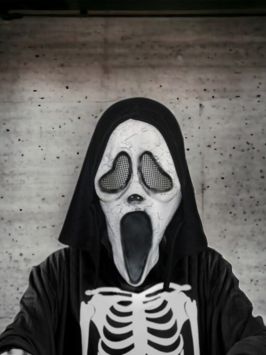Masque Halloween Vintage Scream (Ghost Face) Années 90 - Vert Gen 1 Avec Capuche, Occasion